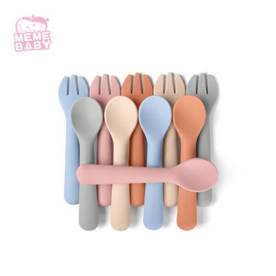 BSCI Baby Silicone Fork And Spoon Tablewares Dinnersets Non Toxic