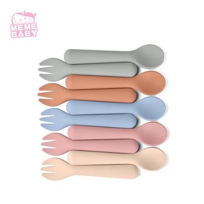 BSCI Baby Silicone Fork And Spoon Tablewares Dinnersets Non Toxic