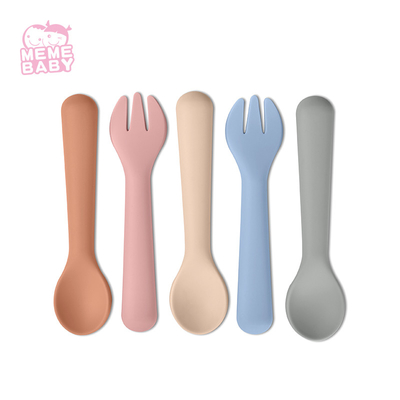 BSCI Baby Silicone Fork And Spoon Tablewares Dinnersets Non Toxic