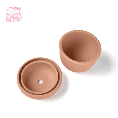 Cute Chestnut Silicone Sippy Cup No Spill BPA Free Baby Straw Cup With Lid