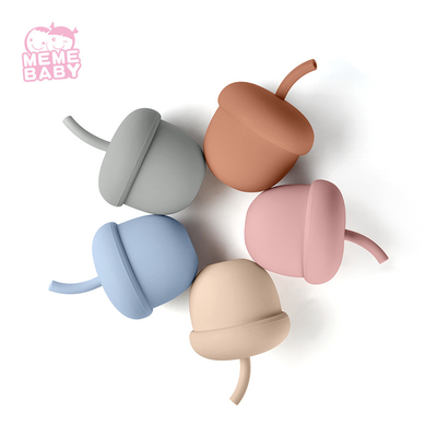 Cute Chestnut Silicone Sippy Cup No Spill BPA Free Baby Straw Cup With Lid